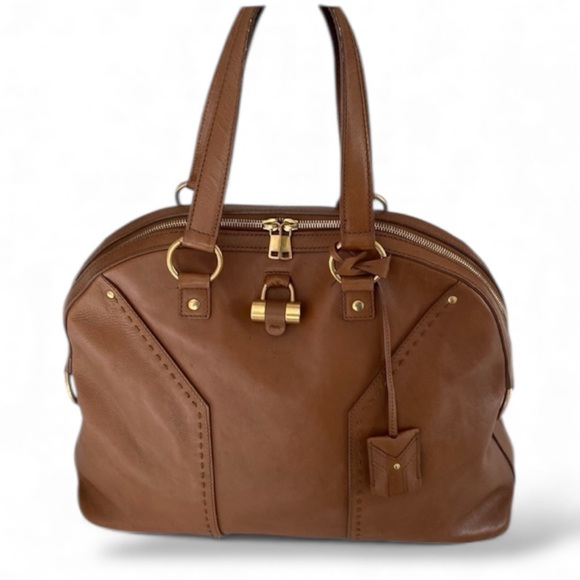 Yves Saint Laurent Handbags - YSL Yves Saint Laurent Rive Gauche Tan Calfskin Leather XL Muse Handbag